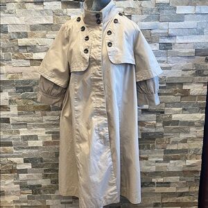 Gracia Fashion Stylish Tan Trench Coat with Button Details